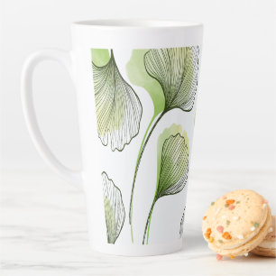 Groene bloembladen latte mok