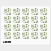 Groene bloembladen vierkante sticker (Vel)