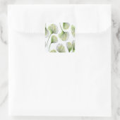 Groene bloembladen vierkante sticker (Tas)