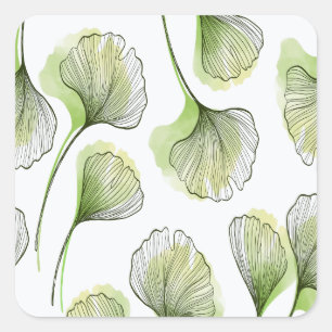 Groene bloembladen vierkante sticker