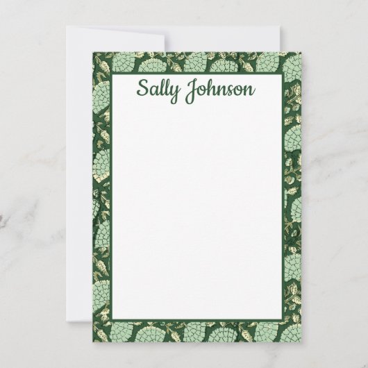 Groene Bloembloemenprint, Gepersonaliseerd briefpa Bedankkaart (Voorkant)