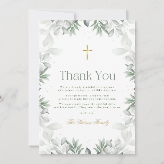 Groene Bloemdoop Bedankkaart (Voorkant)