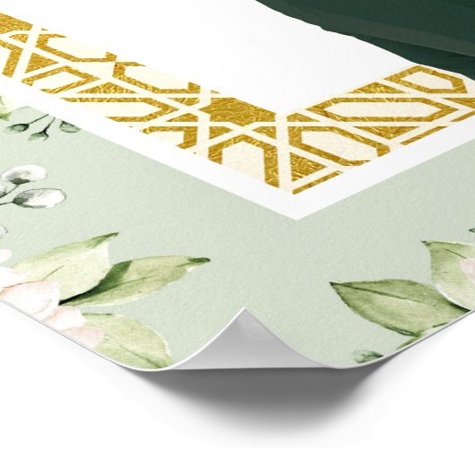 Groene Bloemen Anand Karaj Sikh Bruiloft Welkomstb Poster (Hoek)