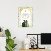 Groene Bloemen Anand Karaj Sikh Bruiloft Welkomstb Poster (Thuiskantoor)
