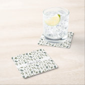 Groene Bloemen Aquarelpatroon Kartonnen Onderzetters (Insitu)