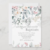 Groene Bloemen Baby Doop Kaart (Voorkant)