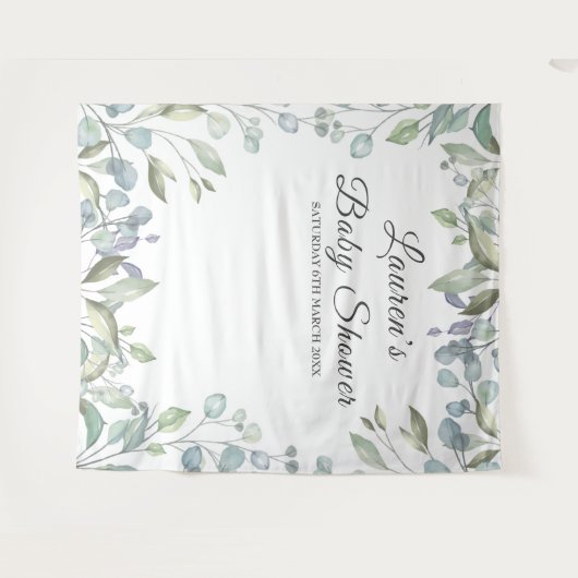 Groene bloemen Baby Shower Photo Booth Achtergrond Wandkleed (Voorkant (horizontaal))