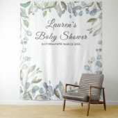 Groene bloemen Baby Shower Photo Booth Achtergrond Wandkleed (In situ)