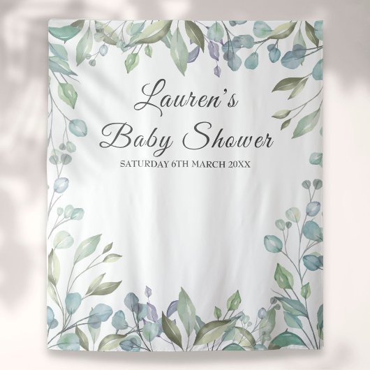 Groene bloemen Baby Shower Photo Booth Achtergrond Wandkleed