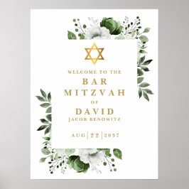 Groene Bloemen Bar Mitzvah Bat Mitzvah Welkomstbor Poster