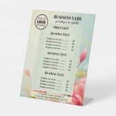 Groene Bloemen Beauty Business Logo prijslijst Reclamebord Met Voetstuk (Voorkant)