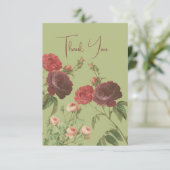  groene bloemen bedankje bedankkaart (Staand voorkant)