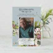 Groene Bloemen begrafenis Memorial Aankondiging (Staand voorkant)