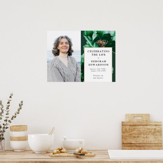Groene bloemen begrafenis viering van het leven te poster (Keuken)