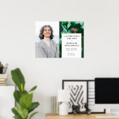 Groene bloemen begrafenis viering van het leven te poster (Thuiskantoor)