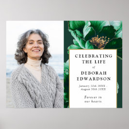 Groene bloemen begrafenis viering van het leven te poster