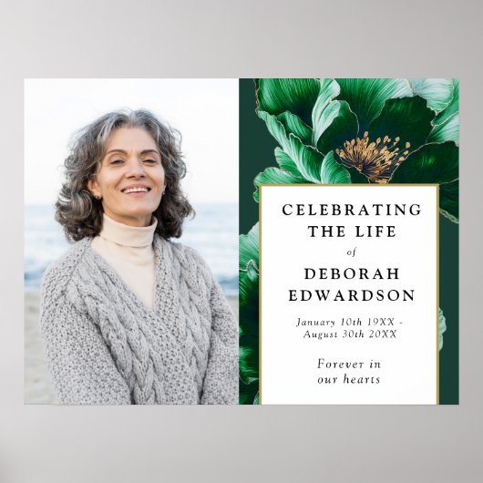 Groene bloemen begrafenis viering van het leven te poster (Voorkant)