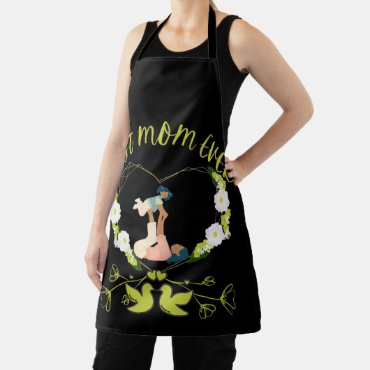 Groene Bloemen Beste Mam Ooit Moeder En Dochter Schort (Insitu)