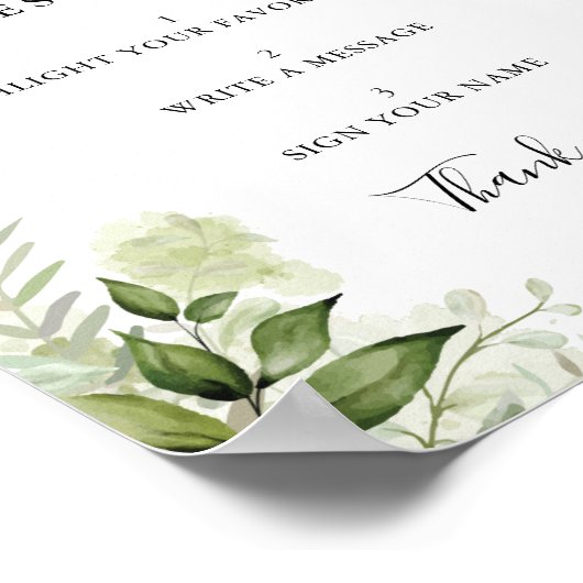 Groene Bloemen Bijbel Gastboek Bord Poster (Hoek)