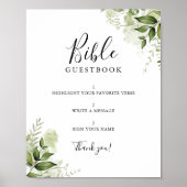 Groene Bloemen Bijbel Gastboek Bord Poster (Voorkant)
