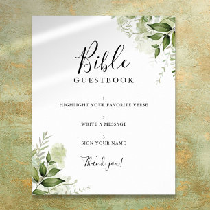 Groene Bloemen Bijbel Gastboek Bord Poster