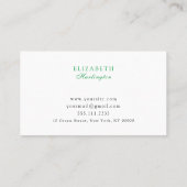 Groene bloemen. Botanische groen kaart. tuin Visitekaartje (Achterkant)