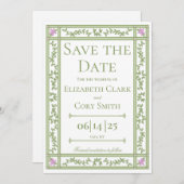 Groene Bloemen Botanische Tuin Trouwen Save The Date (Voorkant / Achterkant)