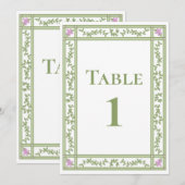 Groene Bloemen Botanische Tuin Trouwtafel Nummers Kaart (Voorkant / Achterkant)