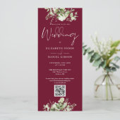 Groene Bloemen Bruidsjurk QR Code Huwelijk Kaart (Staand voorkant)