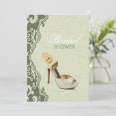 Groene Bloemen bruidsschoenen Bruids Douche Uitnod Kaart (Staand voorkant)