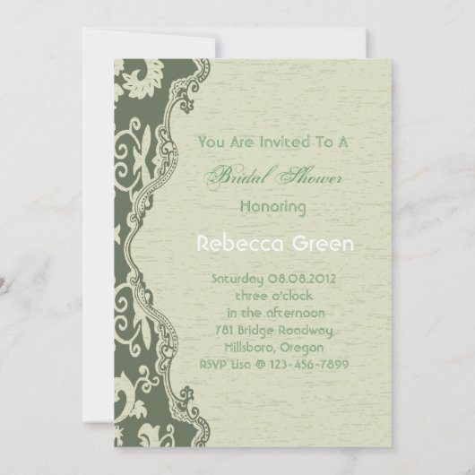 Groene Bloemen bruidsschoenen Bruids Douche Uitnod Kaart (Achterkant)