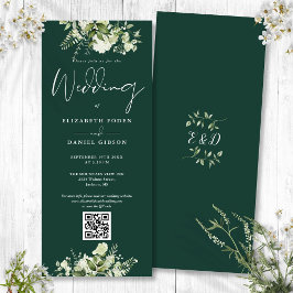 Groene Bloemen Bruiloft Emerald QR Code Kaart