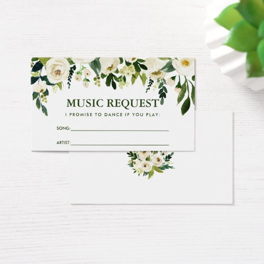 Groene Bloemen Bruiloft Muziek Song Aanvraag Kaart (Bureau)
