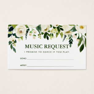 Groene Bloemen Bruiloft Muziek Song Aanvraag Kaart