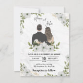Groene bloemen Bruiloft uitnodiging (Voorkant)