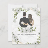 Groene bloemen Bruiloft uitnodiging (Achterkant)