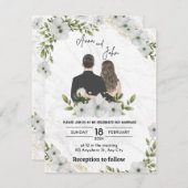 Groene bloemen Bruiloft uitnodiging (Voorkant / Achterkant)