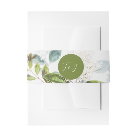 Groene Bloemen Bruiloft Uitnodiging Belly Band Uitnodigingen Wikkel (Voorkant Voorbeeld)
