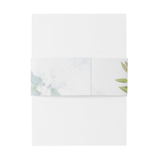 Groene Bloemen Bruiloft Uitnodiging Belly Band Uitnodigingen Wikkel (Achterkant Voorbeeld)