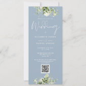 Groene Bloemen Bruinblauwe QR Code Huwelijk Kaart (Voorkant)