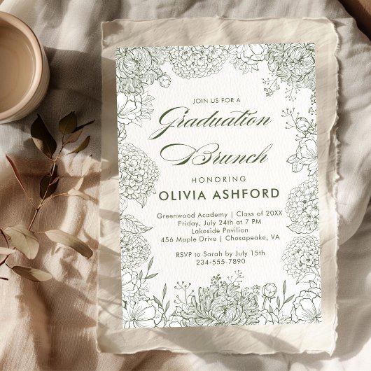 Groene Bloemen  Brunch afstuderen Kaart