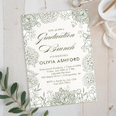 Groene Bloemen  Brunch afstuderen Kaart