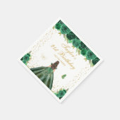 Groene Bloemen Brunette Haar Prinses Verjaardagsfe Servet (Hoek)