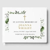 Groene Bloemen Christelijk in Loving Memory Begraf Gastenboek (Voorkant)