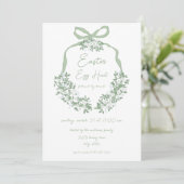 Groene Bloemen Crest Pasen Ei Hunt & Brunch Uitnod Kaart (Staand voorkant)