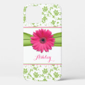 Groene Bloemen Damask Pink Gerber Daisy Case-Mate iPhone Case (Achterkant)