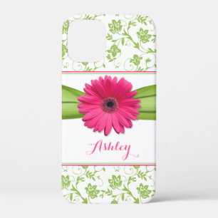 Groene Bloemen Damask Roze Gerber Daisy iPhone 6 c 12 Mini Hoesje