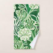 Groene bloemen, design bad handdoek (Handdoek)