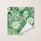 Groene bloemen, design bad handdoek (Wasdoekje)