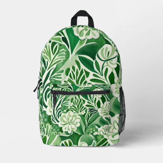 Groene bloemen, design bedrukte rugzak (Voorkant)
